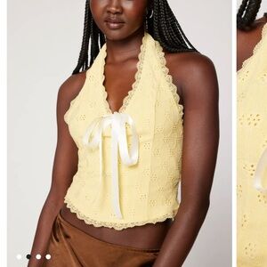 Yellow halter top with bow
